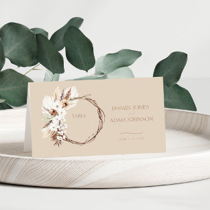 Carte De Placement Boho Terracotta Beige séché Floral Mariage Wreath