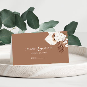 Carte De Placement Boho Terracotta Pampas Brown Mariage Floral Grass