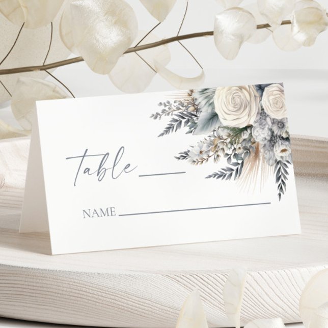 Carte De Placement Boho White Rose Floral Mariage Jardin (Créateur téléchargé)