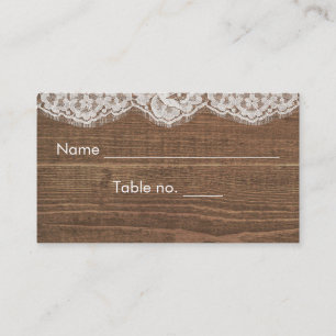 Carte De Placement Bois rustique Faux avec dentelle