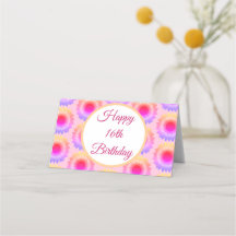 Bonne carte de place pliée 16e anniversaire