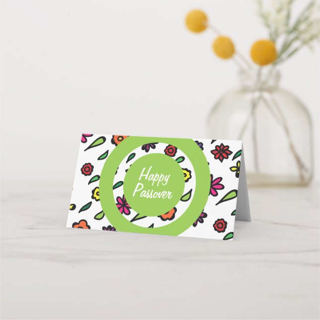 Carte De Placement Bonne Pâque, Pâque de Fête Florale Juive (Devant)