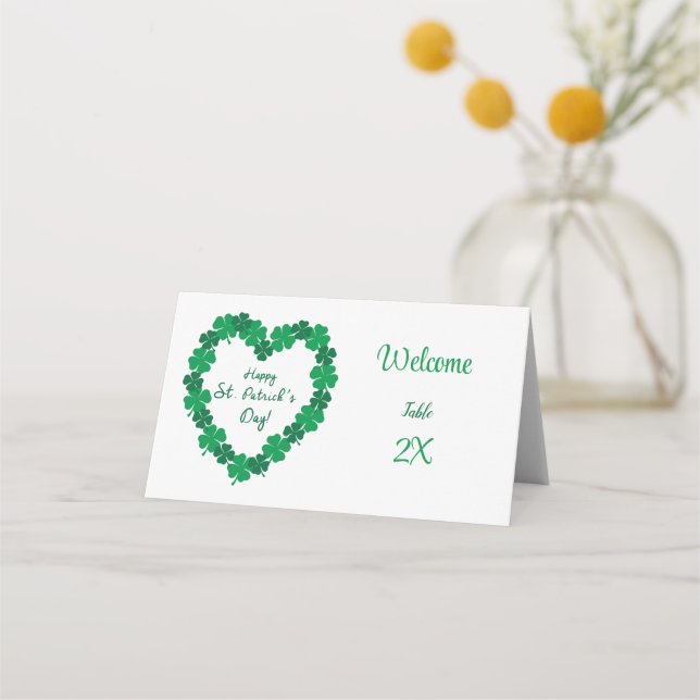 Carte De Placement Bonne St Patrick's Day Shamrock Heart Place Card (Devant)