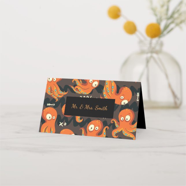 Carte De Placement Boo Octopus Orange & Black Kids Vêtements & Décor (Devant)