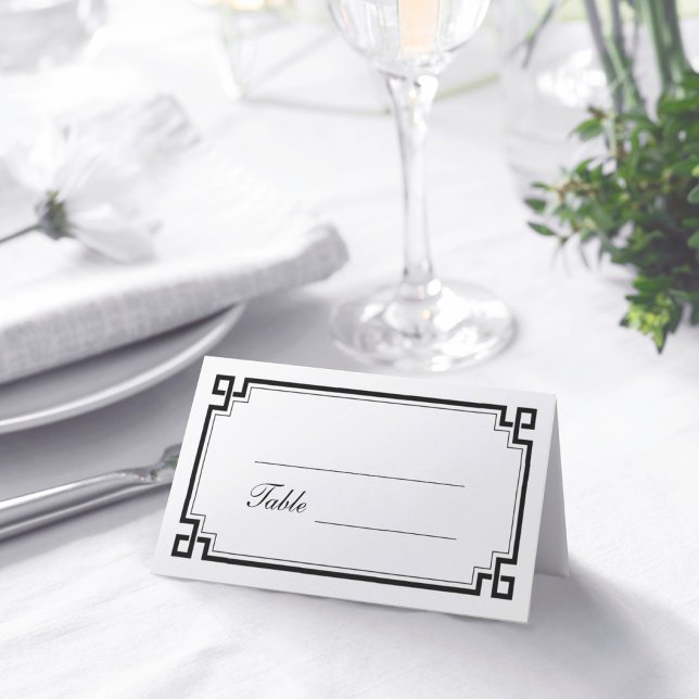 Carte De Placement Bordure Art déco noir personnalisé Noms de Mariage (Créateur téléchargé)