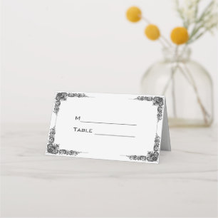 Carte De Placement Bordure florale noire simple