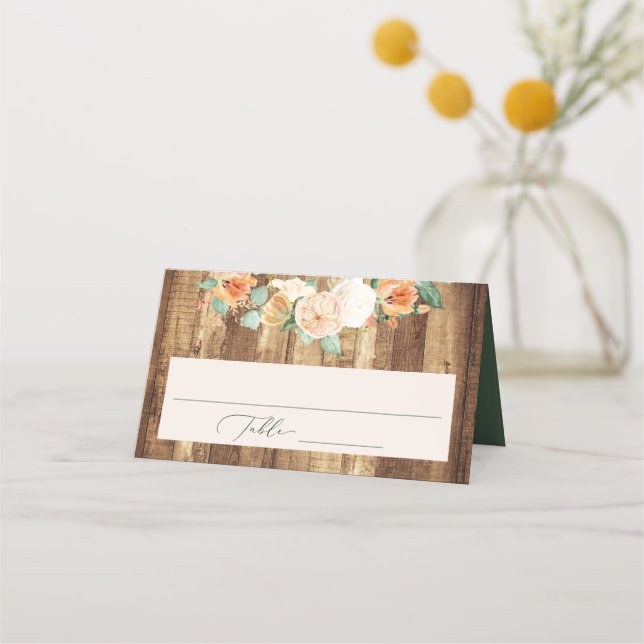 Carte De Placement Botanique Boho Ferme Bois Mariage de verdure (Devant)