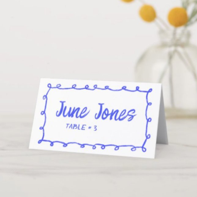 Carte De Placement Boucles Messy Doodle Bat mitzvah de bar fait main (Messy Loops Doodle Handmade Bar Bat Mitzvah Place Card
)