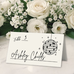 Carte De Placement Boule Disco Mariage Dessinée à la Main