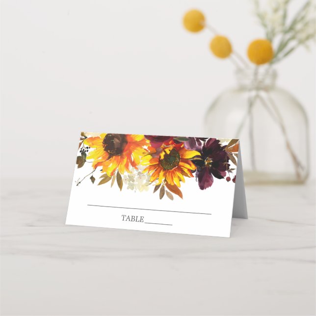 Carte De Placement Bouquet d'automne Sunflower Fête des mariées fleur (Devant)