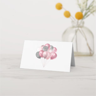Carte De Placement Bouquet de bulle de la Glittery en rose et argent