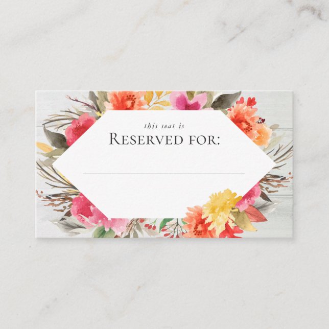 Carte De Placement Bouquet floral rustique Thanksgiving (Devant)
