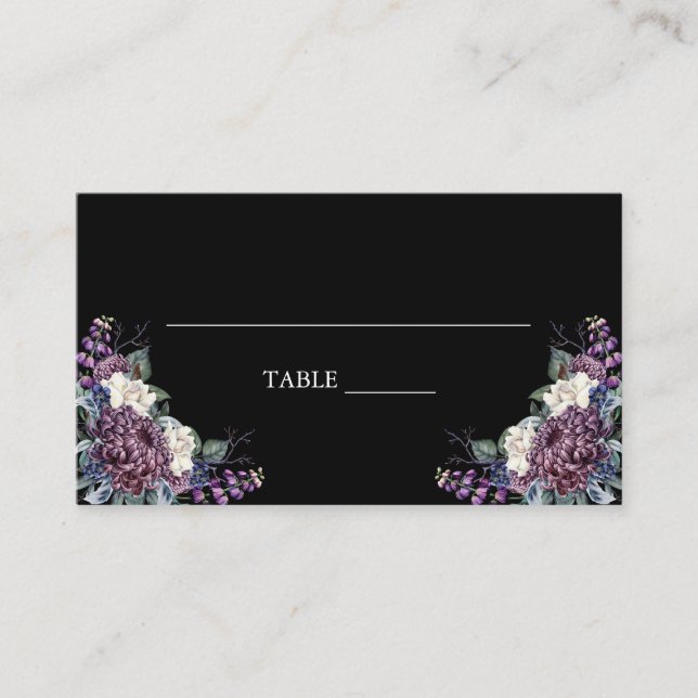 Carte De Placement Bouquet Mariage de goth esthétique foncé (Devant)