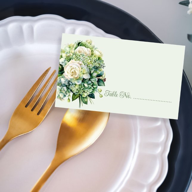 Carte De Placement Bouquet vert floral Mariage Escort (Créateur téléchargé)