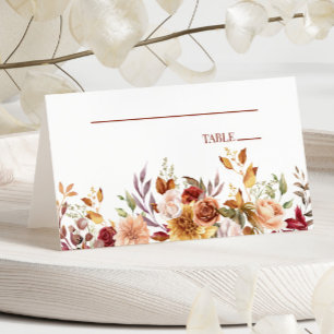 Carte De Placement Bourgogne Burnt Orange Floral Flowers Mariage