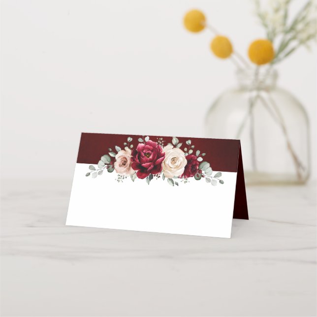 Carte De Placement Bourgogne Champagne Ivory Mauve Rose Floral Mariag (Devant)