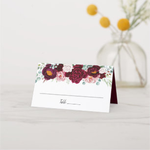 Carte De Placement Bourgogne Marsala Aquarelle Florale Radiale