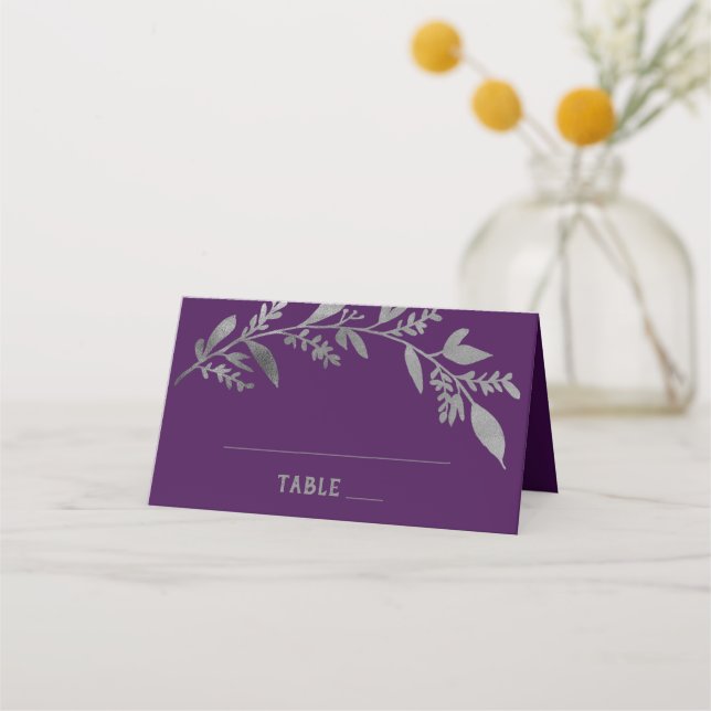 Carte De Placement Branches courbes | Mariage argenté (Devant)