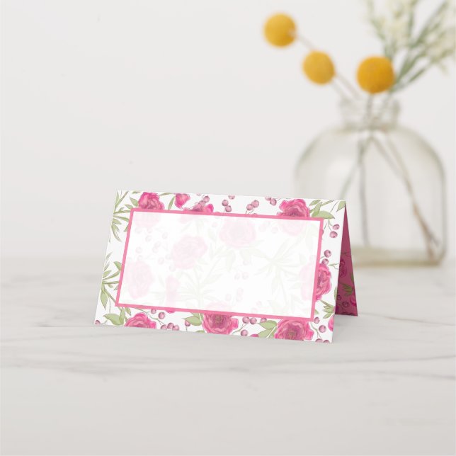 Carte De Placement Bright Pink Rose Wedding (Devant)