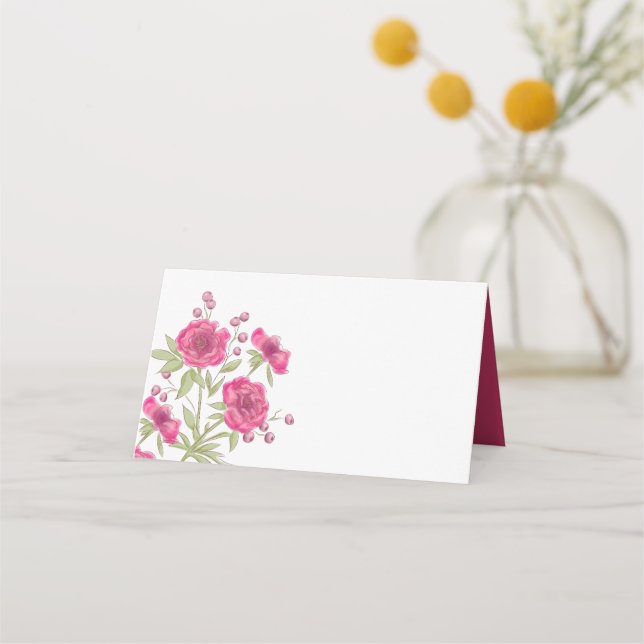 Carte De Placement Bright Pink Rose Wedding (Devant)