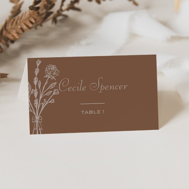 Carte De Placement Brown Rose officiel Mariage floral (Créateur téléchargé)