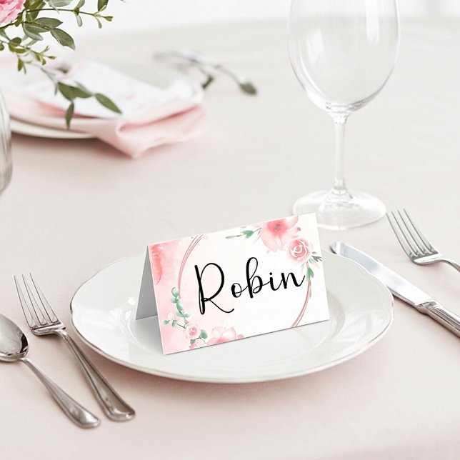 Carte De Placement Budget blanc mariage à fleurs rose (Créateur téléchargé)