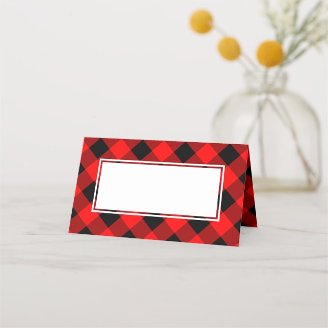 Carte De Placement Buffalo Plaid Check Western Christmas Log Cabine (Devant)