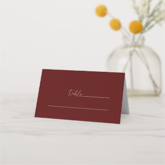 Carte De Placement Burgundy Elegant Simple Minimalist Wedding