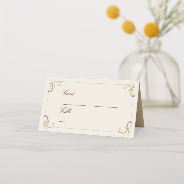 Carte De Placement Burgundy Gold Baroque Wedding (Devant)