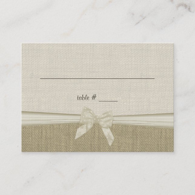 Carte De Placement Burlap et Bow Rustic Country Seating Card (Devant)