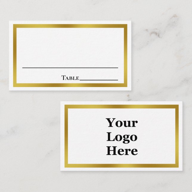 Carte De Placement Business White and Gold Votre logo ici Modèle (Devant / Derrière)