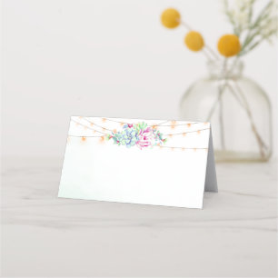Carte De Placement Cactus Succulent String Lights Mariage Place Cards