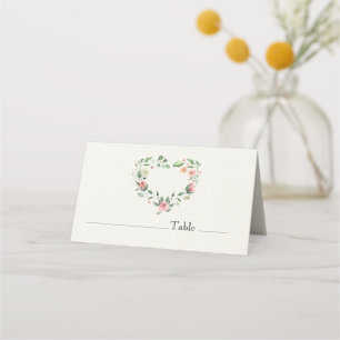 Carte De Placement Cadre Coeur rose sur Mariage blanc