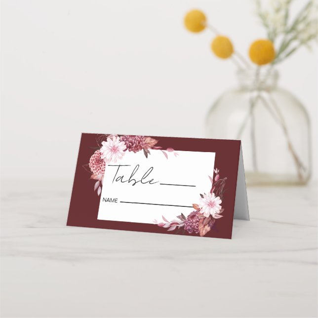 Carte De Placement Cadre de fleurs d'automne (Devant)