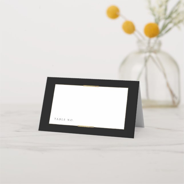 Carte De Placement Cadre Elegance Noir Simple Mariage moderne (Devant)