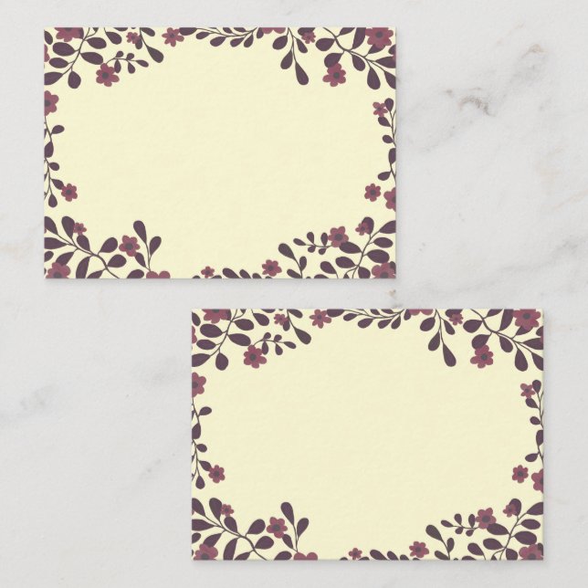Carte De Placement Cadre Floral d'Automne Fleurs Douces Bohème Person (Devant / Derrière)