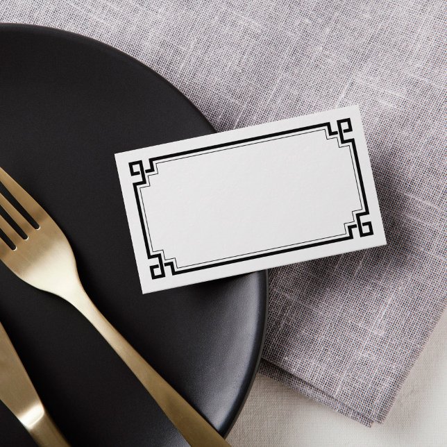 Carte De Placement Cadre Noir Art Déco Mariage Blanc Noms des lieux (Créateur téléchargé)