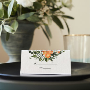 Carte De Placement Cadre tendance Orange Fleurs & Leaf Beauté