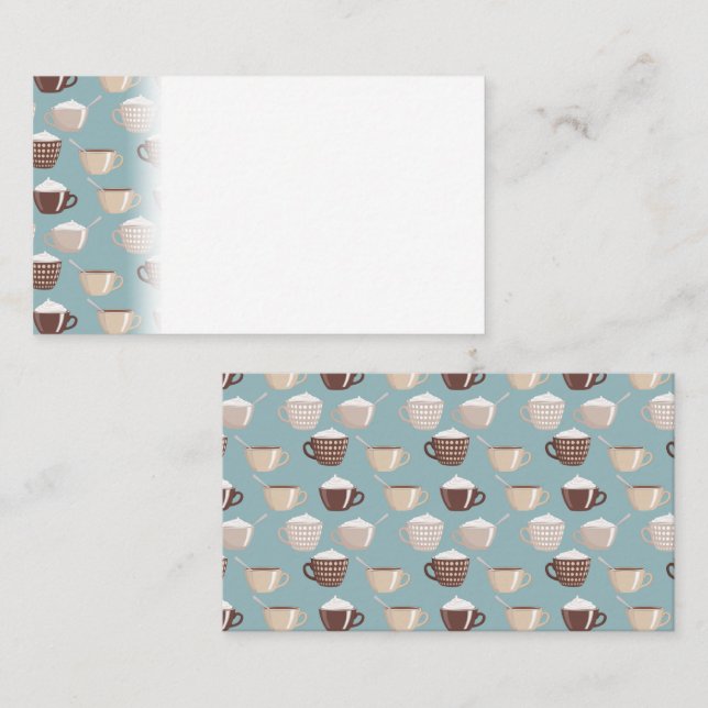 Carte De Placement café Cups Crème Caféine Lover Pastel Bleu Brown (Devant / Derrière)