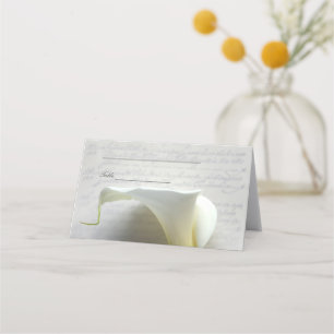 Carte De Placement Calla lily sur l'ancienne main script
