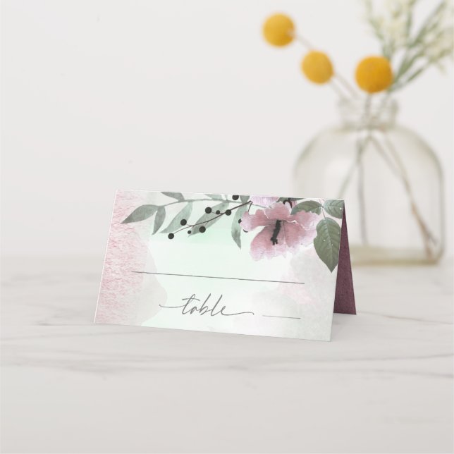 Carte De Placement Calligraphie Floral Monogramme Mauve ID771 (Devant)
