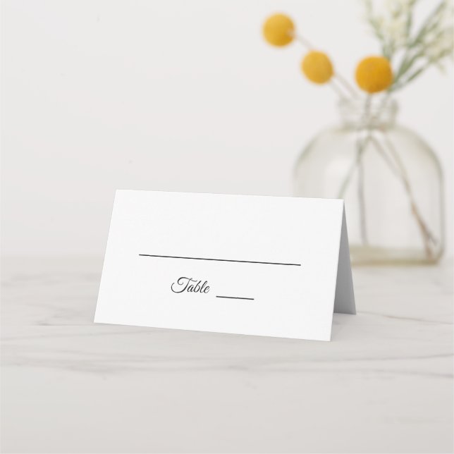 Carte De Placement Calligraphie noir et blanc simple Tente de la cart (Devant)
