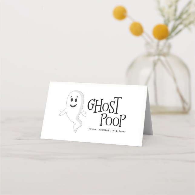 Carte De Placement Capsule de bonbon Halloween Ghost Poop (Devant)