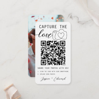 Carte De Placement Capturez L'Amour Qr Code Photo Mariage moderne