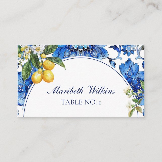 Carte De Placement Carreaux Bleus Méditerranéens Citron (Devant)