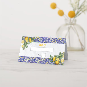 Carte De Placement Carrelage bleu blanc jaune méditerranéen Mariage c