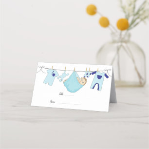 Carte De Placement Carte Baby shower de place de l'illustration bleue