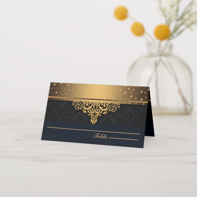 Carte De Placement Carte Black and Gold Place personnalisée (Devant)