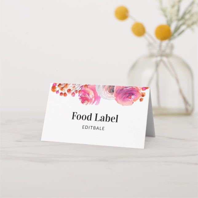 Carte De Placement Carte buffet Étiquette Pink Floral (Devant)