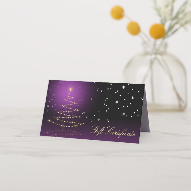 Carte De Placement Carte cadeau d'arbre de Noël moderne brillant (Devant)